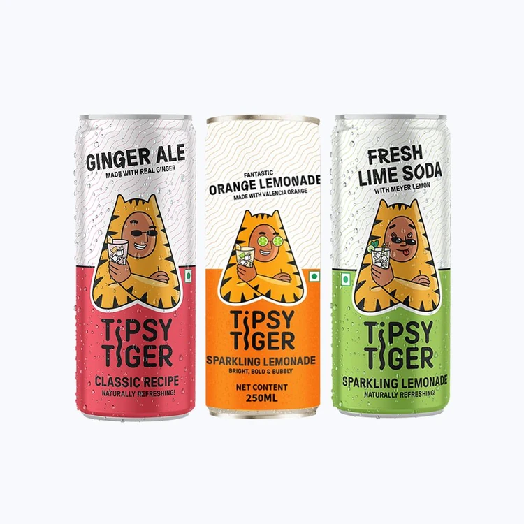 Tipsy Tiger Ginger Ale (Real Ginger) +  Fresh Lime Soda Sparkling Lemonade +  Fantastic Orange Lemonade Combo