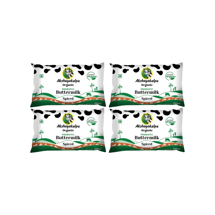 Akshayakalpa Organic Spiced Salted Buttermilk - Pack of 4