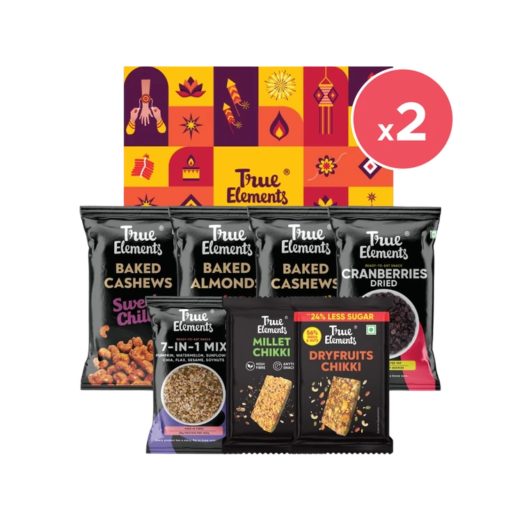 True Elements Festive Celebrations Dry Fruits Gift Pack - Pack of 2 (Dry Fruits Udugore Pack)