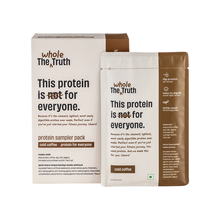 The Whole Truth Whey Protein Sampler Pack - Cold Coffee (15 g Protein Per Sachet)