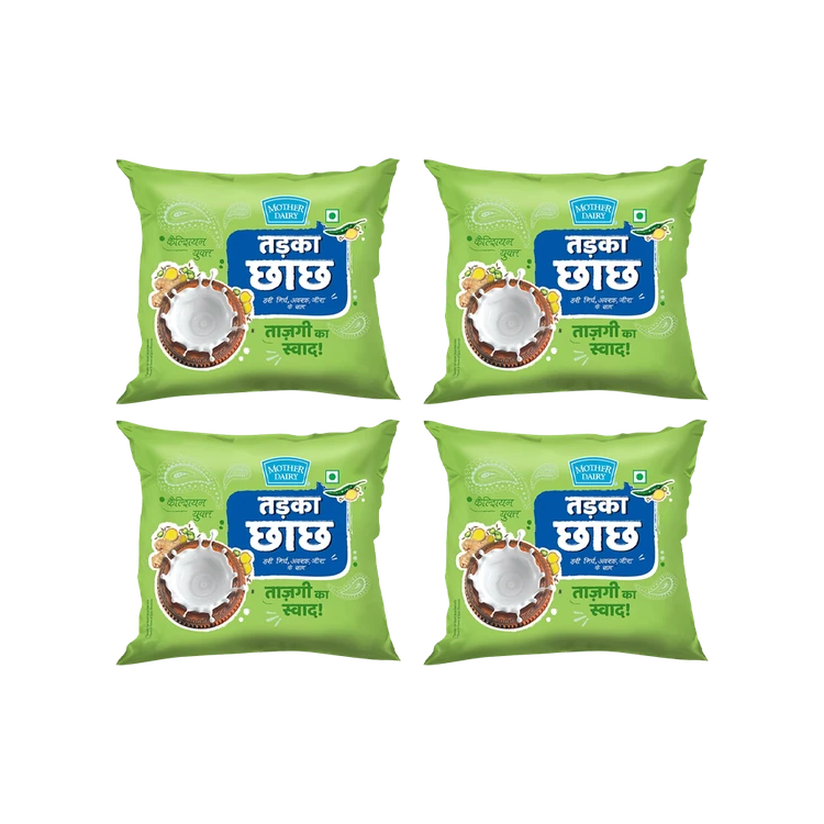 Mother Dairy Tadka Salted Buttermilk - Pack of 4