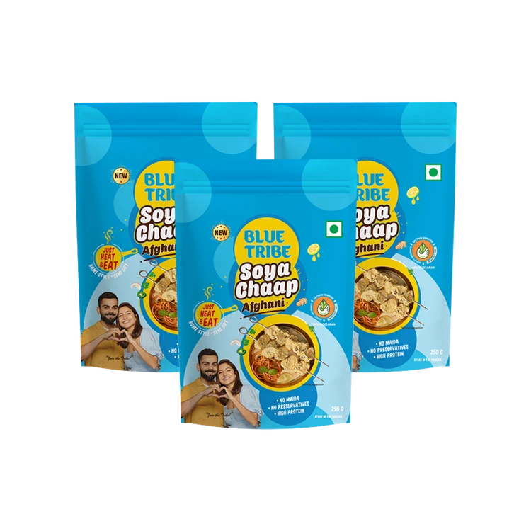 Blue Tribe Foods Ready to Eat Afghani Soya Chaap - Pack of 3