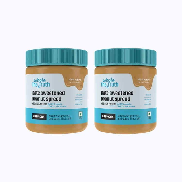The Whole Truth Sweetened Crunchy Peanut Butter with dates - Pack of 2