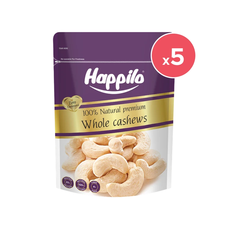 Happilo 100% Natural Premium Whole Cashew - Pack of 5 (Godambi)