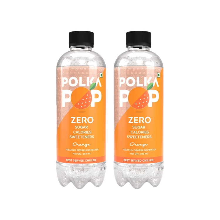 Polka Pop Zero Sugar Orange Sparkling Drink - Pack of 2