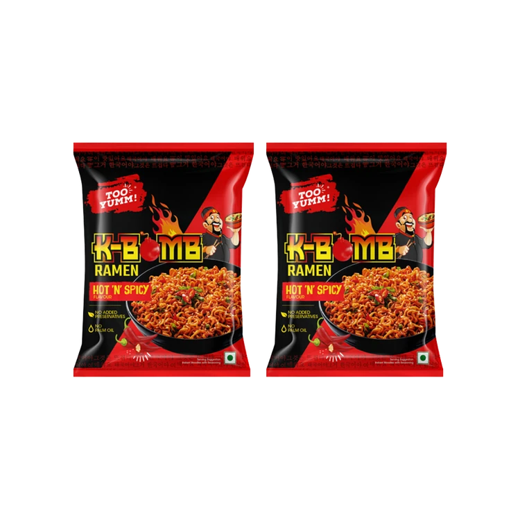 Too Yumm K-Bomb Ramen Hot n Spicy Instant Noodles - Pack of 2