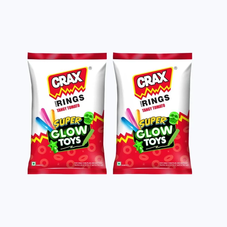Crax Corn Rings Tangy Tomato Puffs Snacks with Super Toys - Pack of 2