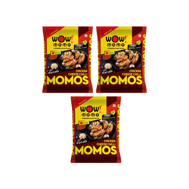 Wow! Momo Chicken Cheese Chilli Momos - Pack of 3