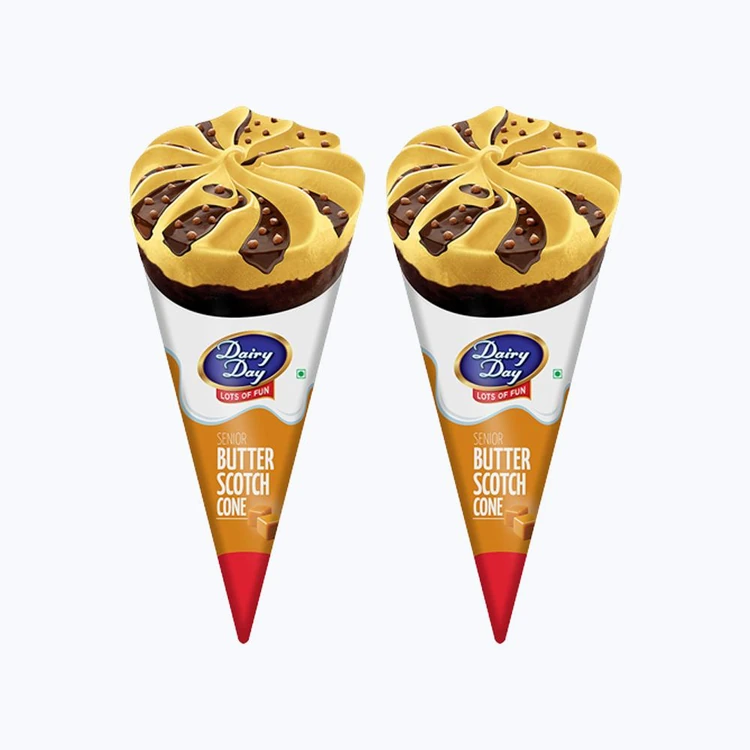 Dairy Day Senior Butterscotch Frozen Dessert Cone - Pack of 2
