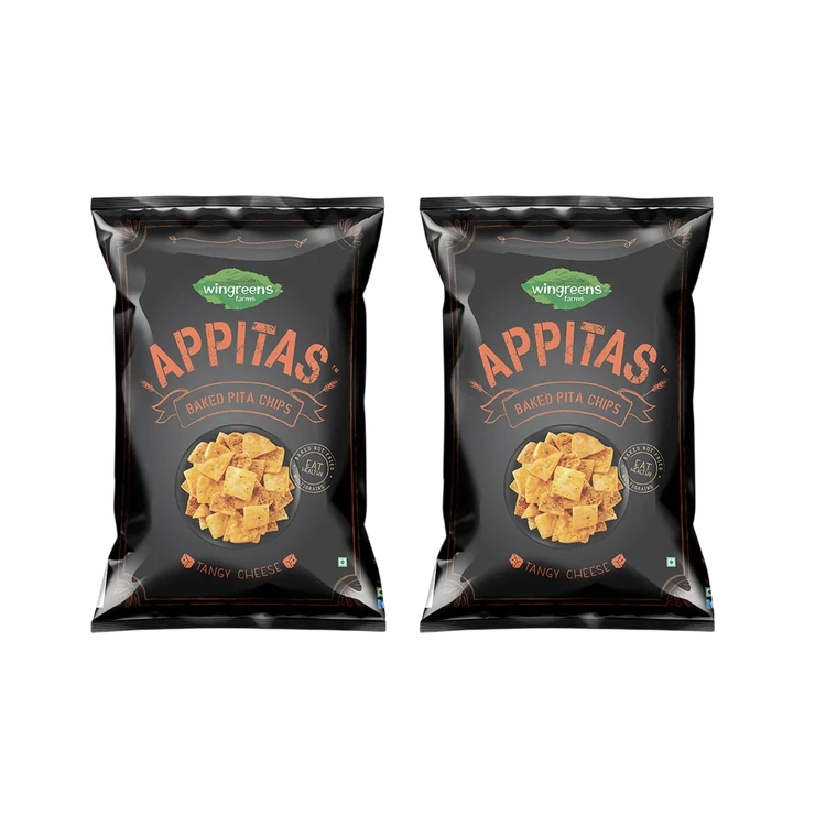Wingreens Farms Appitas Tangy Cheese Baked Pita Chips - Pack of 2