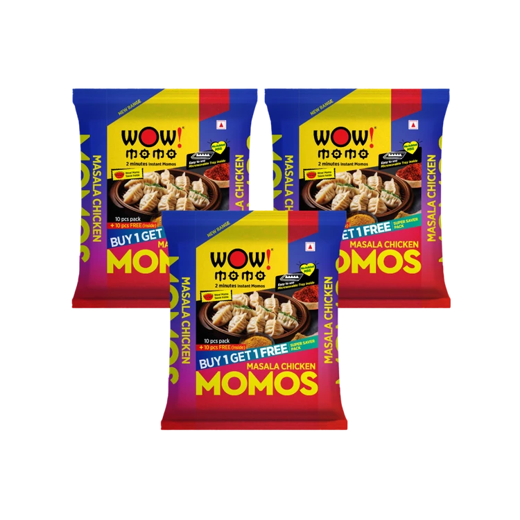 Wow! Momo Masala Chicken Momos - Buy 1 Get 1 Free - Pack of 3