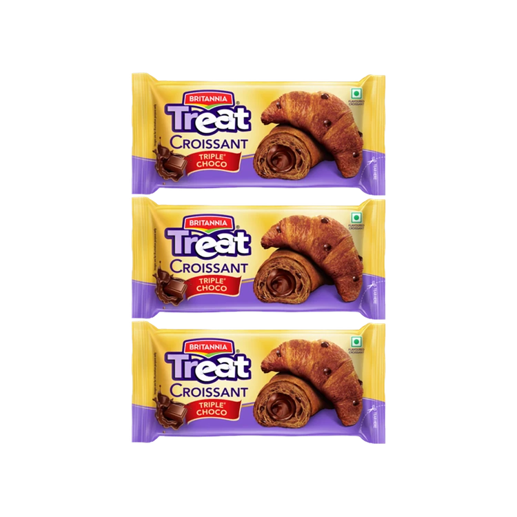 Britannia Treat Croissant Triple Choco - Pack of 3