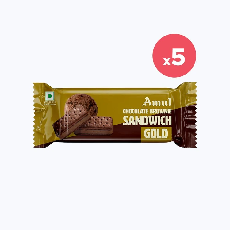Amul Gold Chocolate Brownie Ice Cream Sandwich - Pack of 5