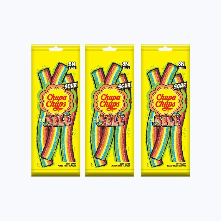 Chupa Chups Sour Belt Mixed Fruit Candy - Pack of 3