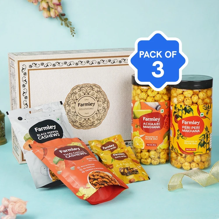 Farmley Felicitations Mix Dry Fruits Gift Pack - Pack of 3 (Dry Fruits Udugore Pack)