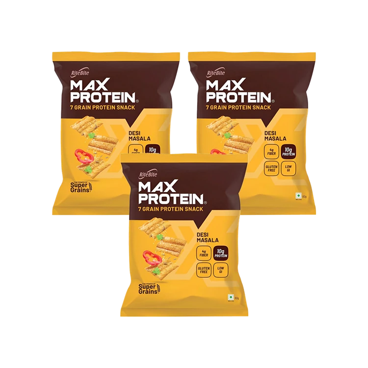 RiteBite Max Protein Desi Masala 10 g Protein Multigrain Chips - Pack of 3