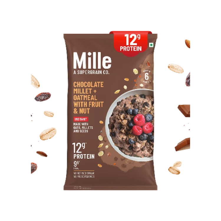Mille Instant High Protein Chocolate Oatmeal with Ragi, Jowar, Almonds, Flax seeds
