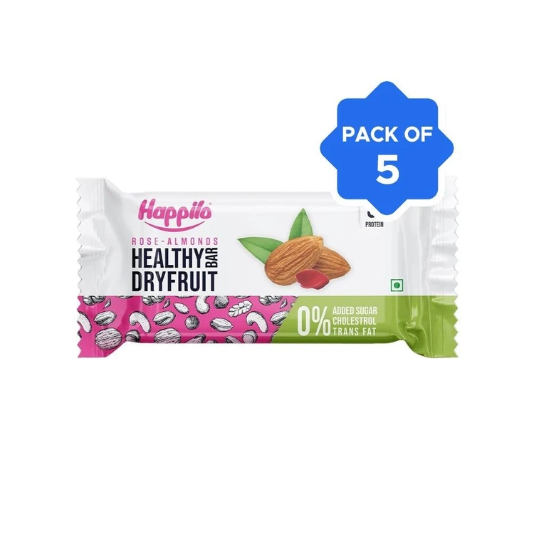 Happilo Rose- Almonds Healthy Dry Fruit Bar - Pack of 5