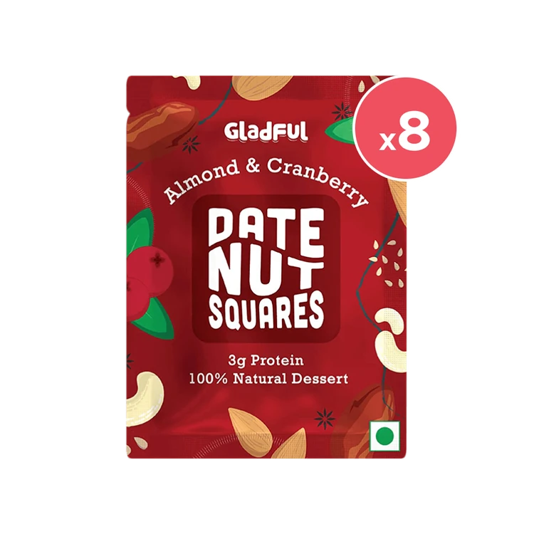 Gladful Almond and Cranberry Date Nut Squares Bites