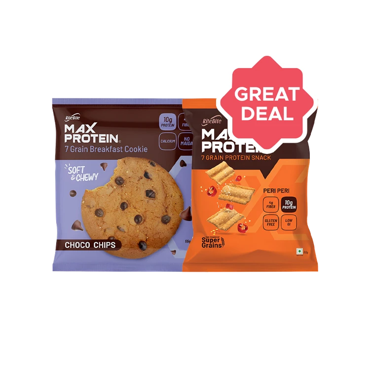 RiteBite Max Protein Choco Chips Cookies +  Max Protein Peri Peri Chips Combo