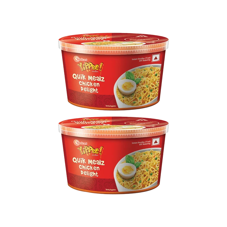 Yippee Quik Mealz Chicken Delight Instant Cup Noodles - Pack of 2