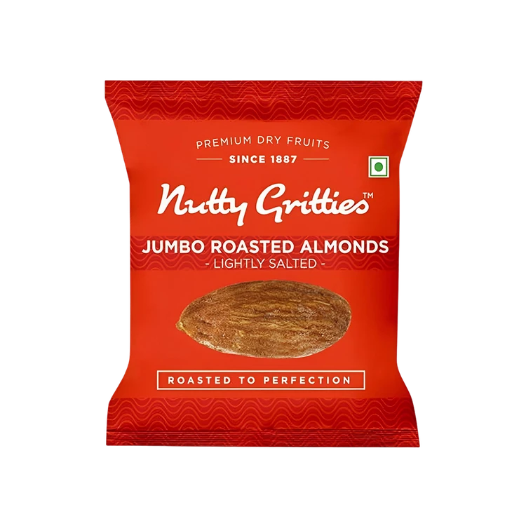 Nutty Gritties Lightly Salted & Roasted Jumbo Flavoured Almonds - Pack of 10 - Brand Offer (Badami)