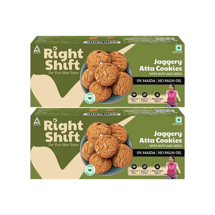 Right Shift Jaggery Atta Cookies (No Maida/ No Palm Oil) - Pack of 2