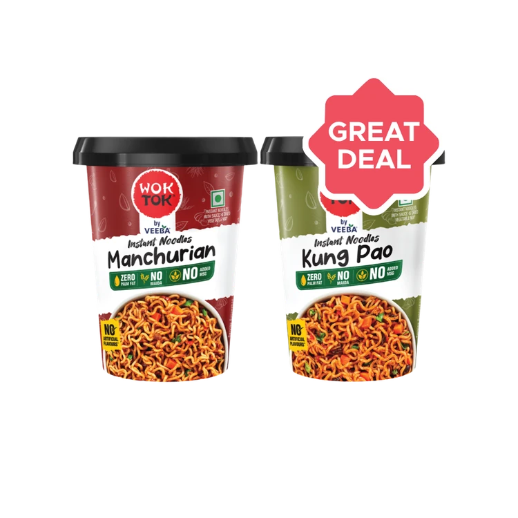 Wok Tok by Veeba Manchurian Instant Cup Noodles +  Kung Pao Instant Cup Noodles Combo