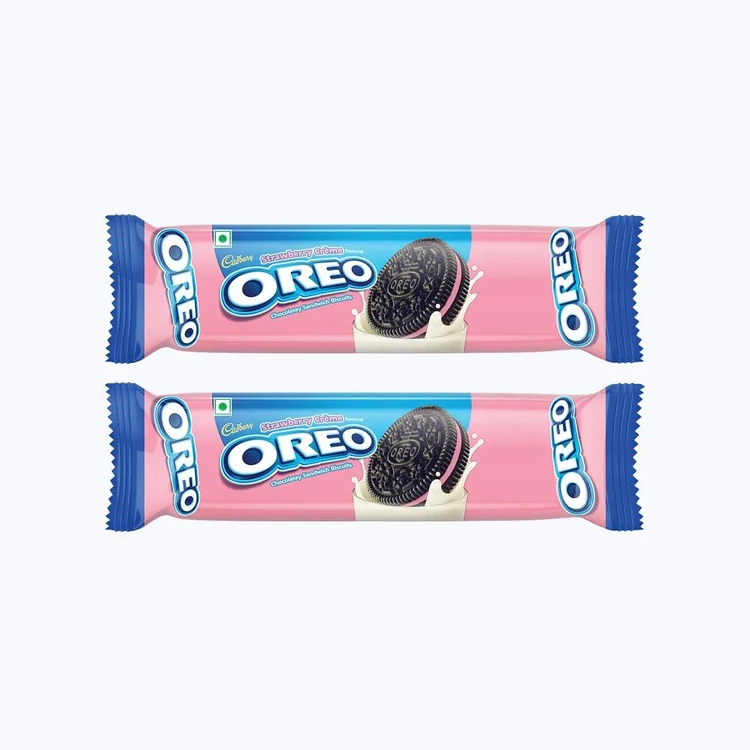 Cadbury Oreo Strawberry Flavour Sandwich Cream Biscuits - Pack of 2