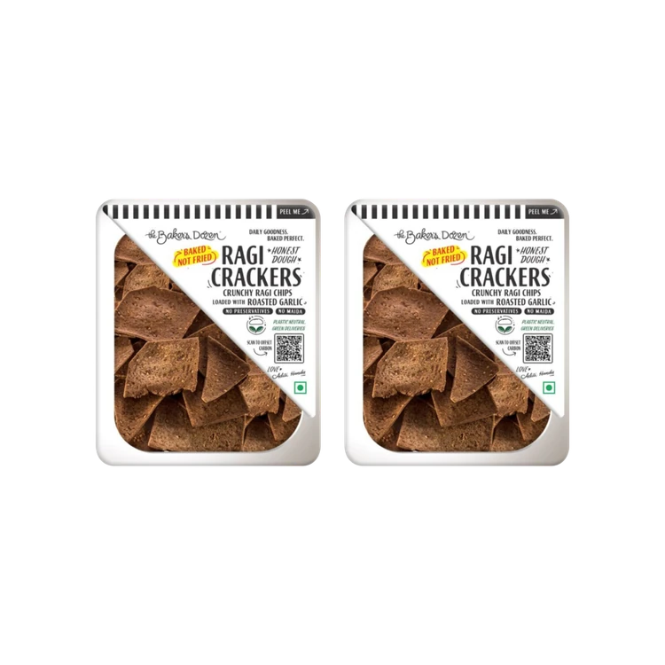 The Baker's Dozen High Protein Ragi Crackers Chips - Pack of 2