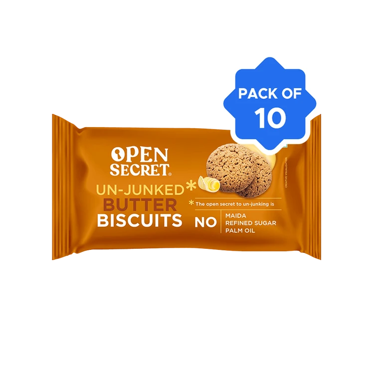 Open Secret Zero Maida Healthy Millet Biscuit - Butter - Pack of 10
