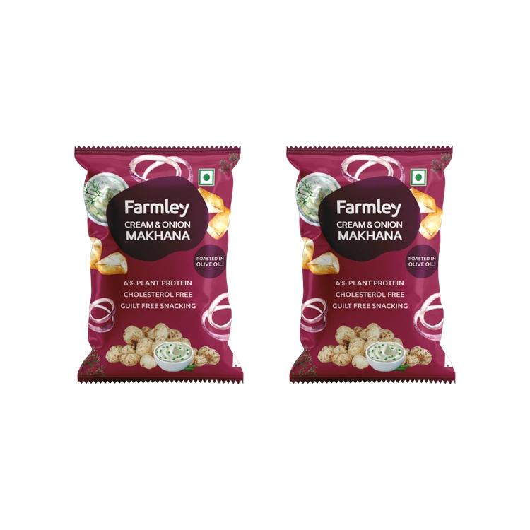 Farmley Cream & Onion Roasted Flavoured Makhana Roasted In Olive Oil - Pack of 2