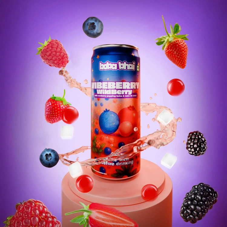 Boba Bhai Wild Berry Fruit Drink with Popping Boba & Nata De Coco