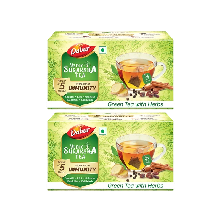 Dabur Vedic Suraksha Green Tea Bags - Pack of 2