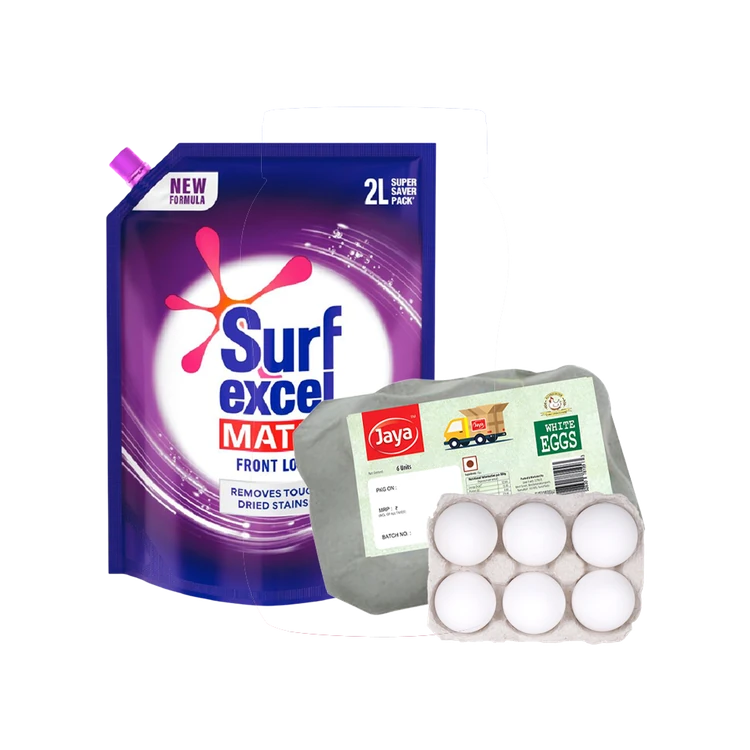 Surf Excel Matic Front Load Liquid Detergent + Jaya White Eggs Combo