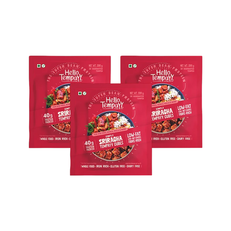 Hello Tempayy 40g Protein Sriracha Tempeh Cubes - Pack of 3