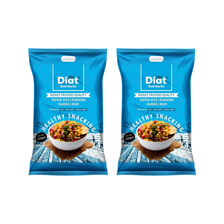 Diat Gud Karbs Puffed Rice (Medium Grain) - Pack of 2 (Kallepuri)