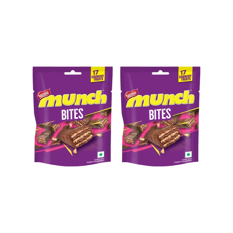 Nestle Munch Bites Coated Crunchy Wafer Chocolate Pack - Pack of 2