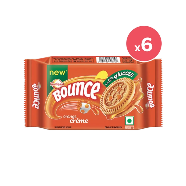 Sunfeast Bounce Orange Cream Biscuits - Pack of 6