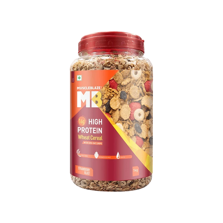 MuscleBlaze High Protein Wheat Cereal (Strawberry Blast)