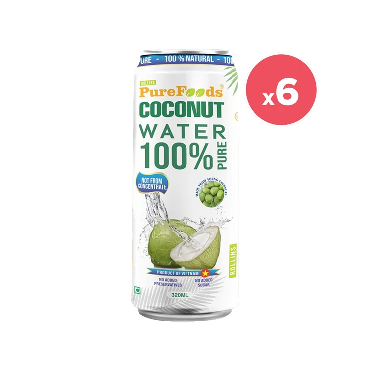Rollins Purefoods 100% Pure Coconut Water - Pack of 6