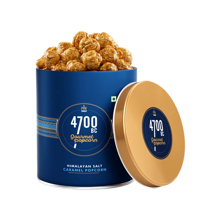 4700BC Himalayan Salt Caramel Popcorn, Gourmet Tin