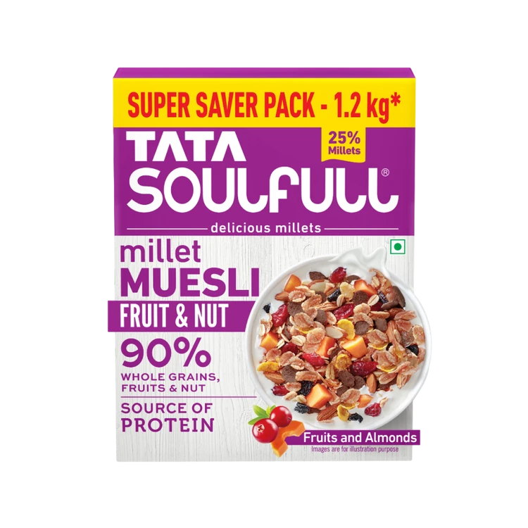 Tata Soulfull Millet Muesli With 90% Fruits, Nut & Wholegrain Cereal