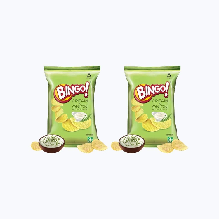 Bingo Cream and Onion Potato Chips - Pack of 2