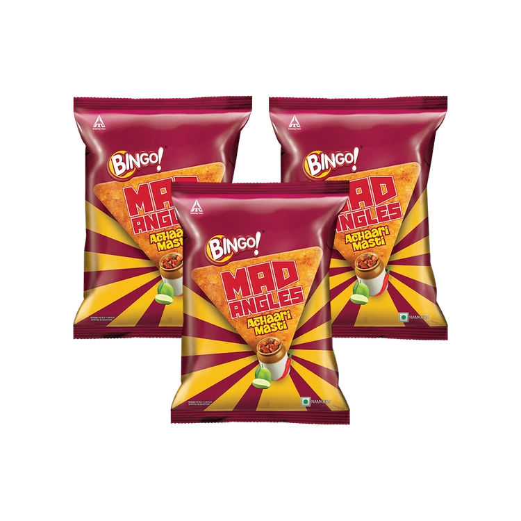 Bingo Mad Angles Achaari Masti Crisps - Pack of 3