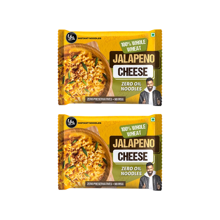 Yu 100% Whole Wheat Jalapeno Cheese Instant Noodles - Pack of 2