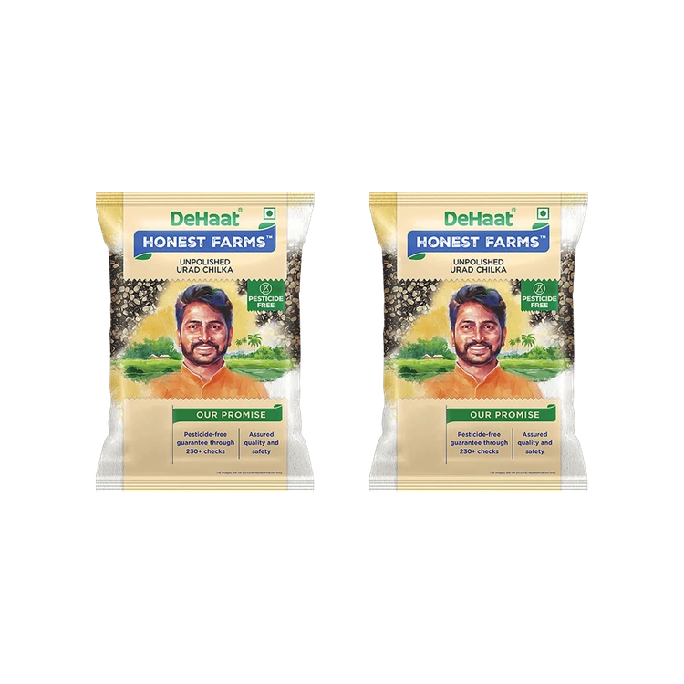 Dehaat Honest Farms Pesticide-Free Urad Dal (Chilka) Unpolished - Pack of 2 (Nashaka Itada Uddina Bele (Chilka))