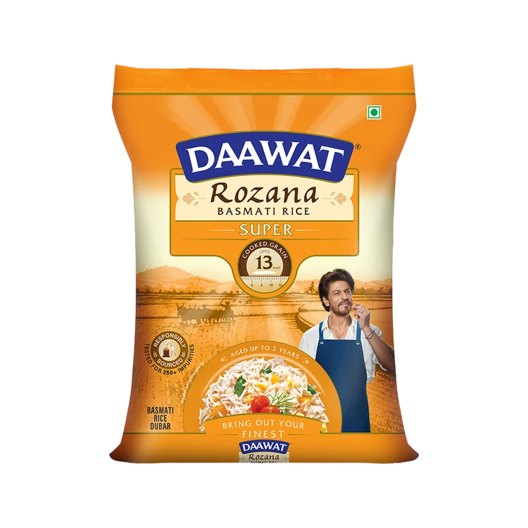 Daawat Rozana Super Basmati Rice - 1 kg (Medium Grain) (Basmati Akki)