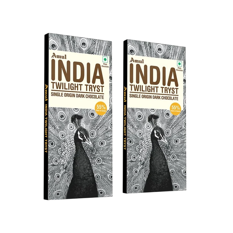 Amul India Twilight Tryst Dark Chocolate Bar (55 % Rich in Cocoa) - Pack of 2