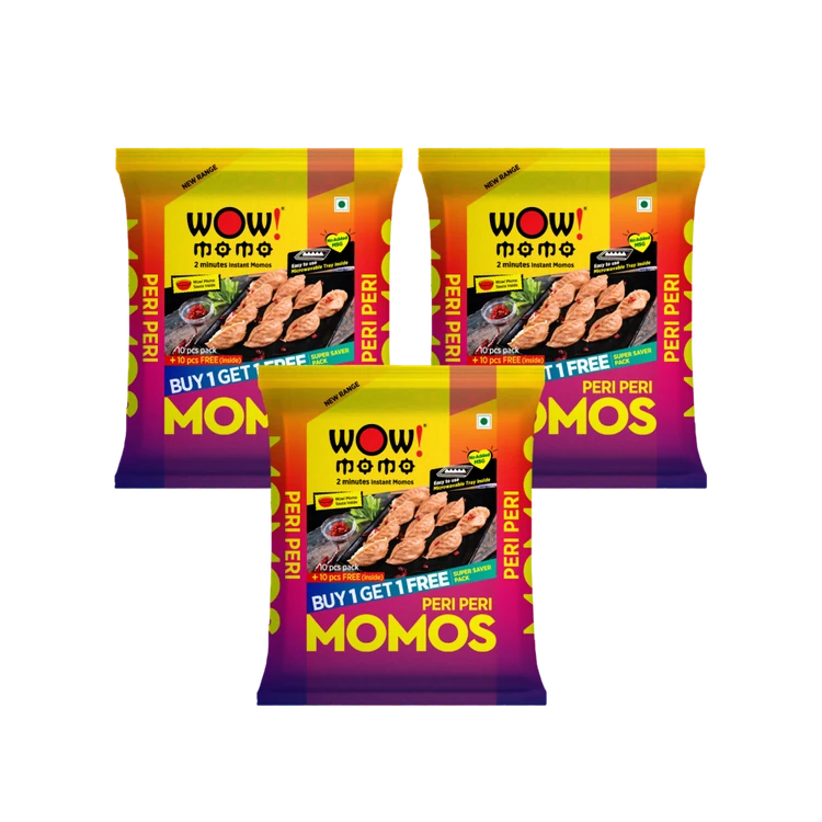 Wow! Momo Peri Peri Momos - Buy 1 Get 1 Free - Pack of 3